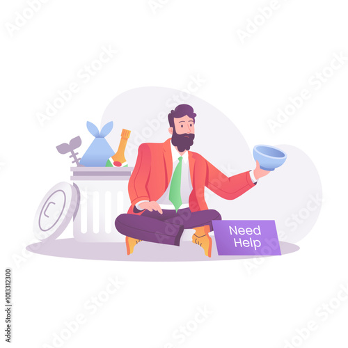 Need help illustration in flat style 