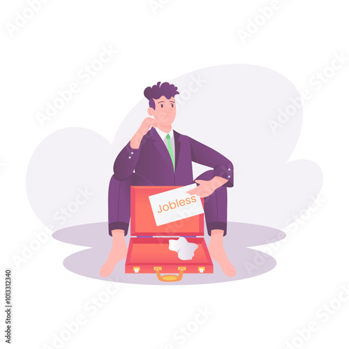 Jobless man illustration in flat style 