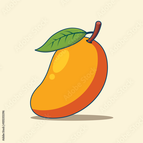 Mango Fruit Cartoon Vector Icon Illustration. Food Nature Icon Concept Isolated Premium Vector. Flat Cartoon Style
