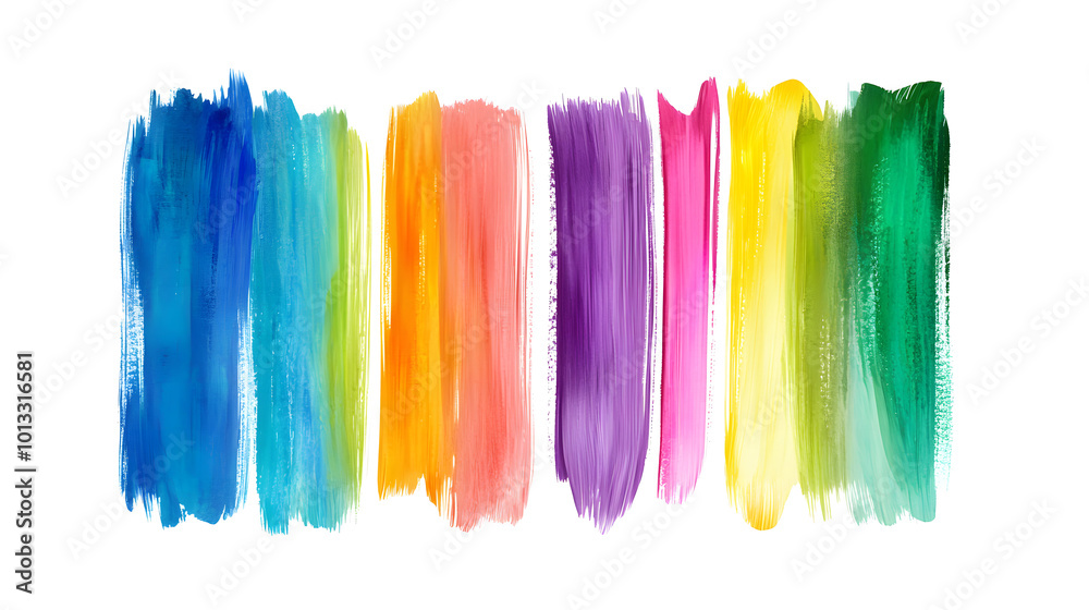 Fototapeta premium Colorful paint strokes on a white background design, vector illustration design with a rainbow color palette, vector style brush stroke design, vector graphics design
