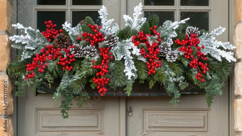 basket decorated with red berries
