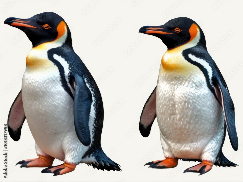 Fototapeta premium Sticker, penguin on a white background. Drawn in a cutely cute style