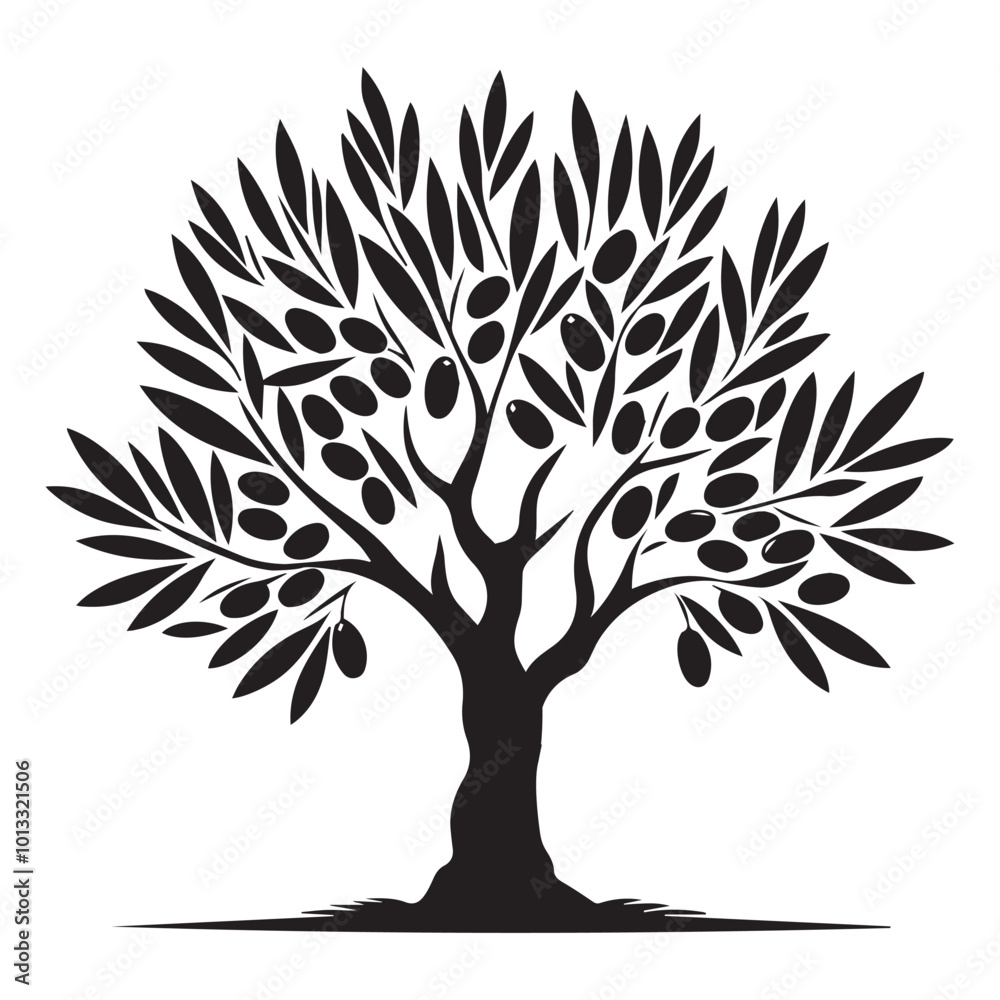 Olive Tree Vector illustration in black and white - Olive Plant Silhouette Design
Olive Tree Vector illustration in black and white - Olive Plant Silhouette Design