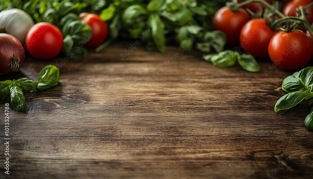 Fresh Vegetables on Rustic Wooden Background Fresh Vegetables on Rustic Wooden Background