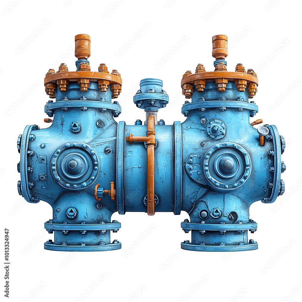 Industrial blue valve, isolated on white background Industrial blue valve, isolated on white background