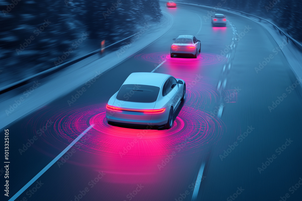 Fototapeta premium High-Tech Virtual Autonomous Driving Car Concept