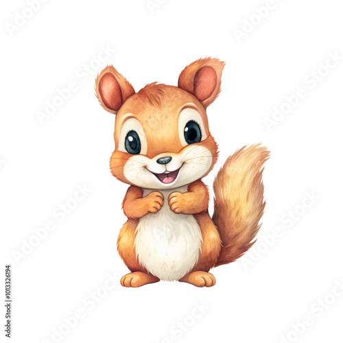 Cute orange squirrels are perfect for children's books, nature blogs, or wildlife graphics. An adorable woodland creature with big eyes and a fluffy tail. Generative AI