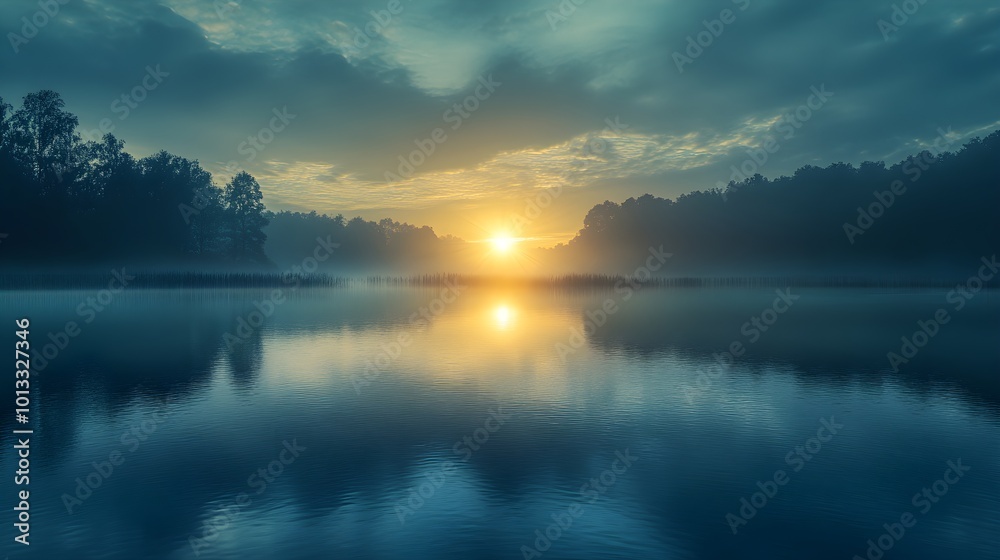 custom made wallpaper toronto digitalSerene Sunrise Over a Tranquil Landscape