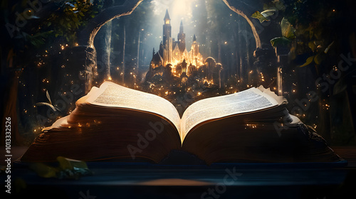 Wallpaper Mural Opened magic book with fantasy elements. Concept on the topic of fantasy Torontodigital.ca