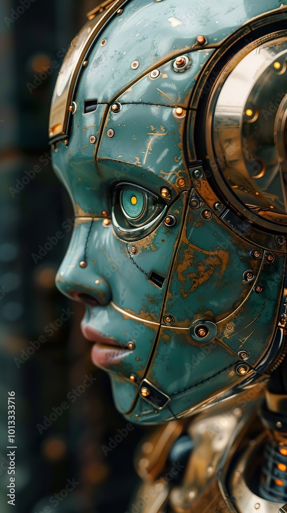 Futuristic Robot with Mechanical Face - AI and Cyborg Concept Art Futuristic Robot with Mechanical Face - AI and Cyborg Concept Art