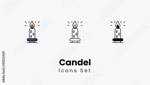 Candel icons vector set stock illustration