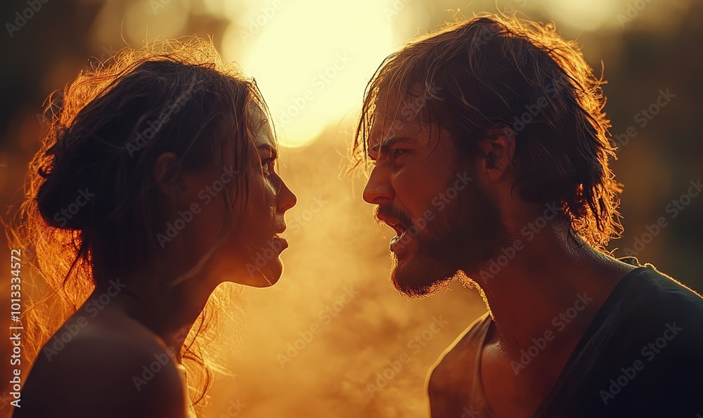 A couple engaged in a heated argument, symbolizing relationship disputes and mental struggles. The image captures the intensity of emotional conflict and the complexity of resolving, Generative AI A couple engaged in a heated argument, symbolizing relationship disputes and mental struggles. The image captures the intensity of emotional conflict and the complexity of resolving, Generative AI