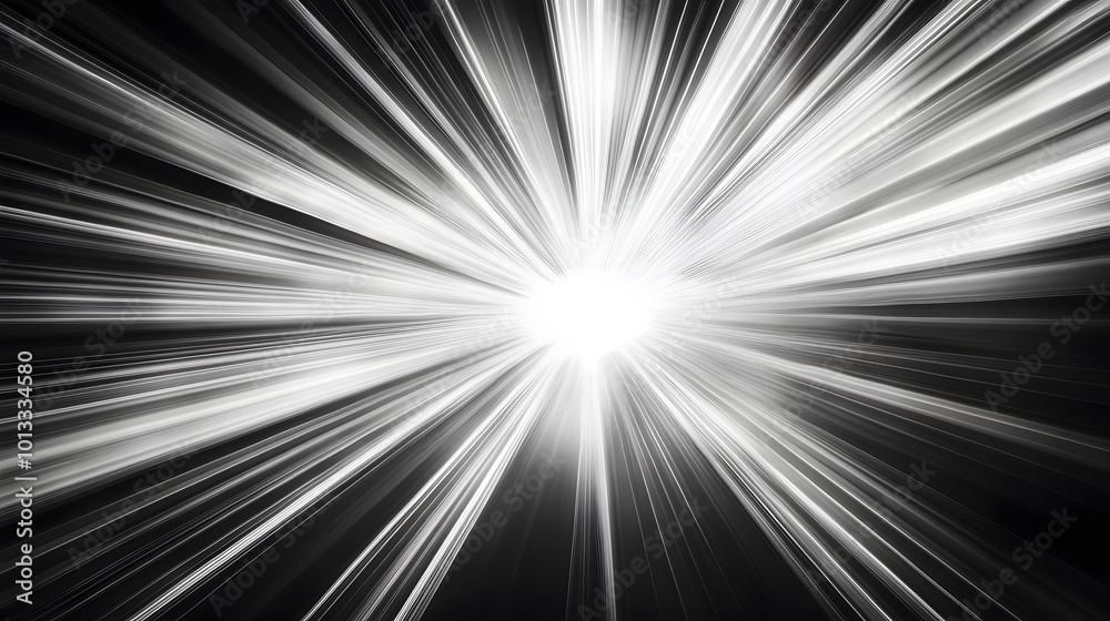 Fototapeta premium Radiant light burst in black and white