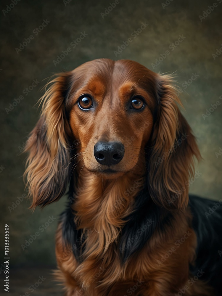 Portrait of a long-haired dachshund. Portrait of a long-haired dachshund.