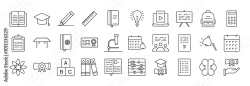 Education and Learning thin line icons set. Education, School, Learning editable stroke icons. Vector 