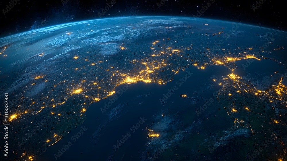 Fototapeta premium Breathtaking view of the earth from space at night