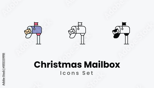 Christmas Mailbox icons vector set stock illustration