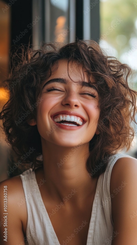 A beaming smiling face in a candid moment, with laughter and joy evident in the person's eyes, symbolizing genuine happiness and spontaneity. A beaming smiling face in a candid moment, with laughter and joy evident in the person's eyes, symbolizing genuine happiness and spontaneity.