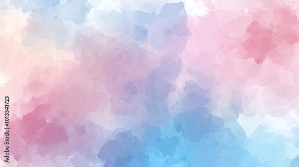 Obraz premium Pastel cotton candy sky background - Dreamy pink and blue abstract clouds, ideal for soft, feminine designs like kawaii characters, girly party decor, sweet treat packaging, and nursery art