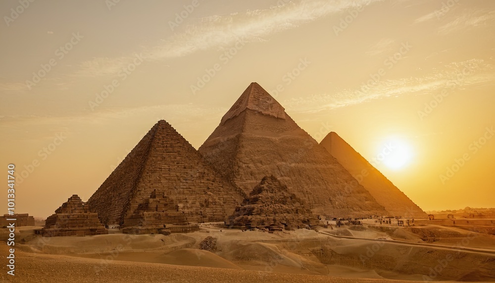 Sunset over the Pyramids of Giza, Egypt. 7 Sunset over the Pyramids of Giza, Egypt. 7