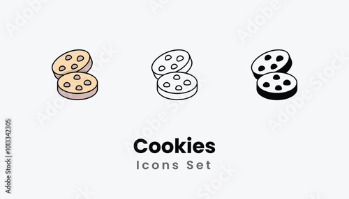 Cookies icons vector set stock illustration