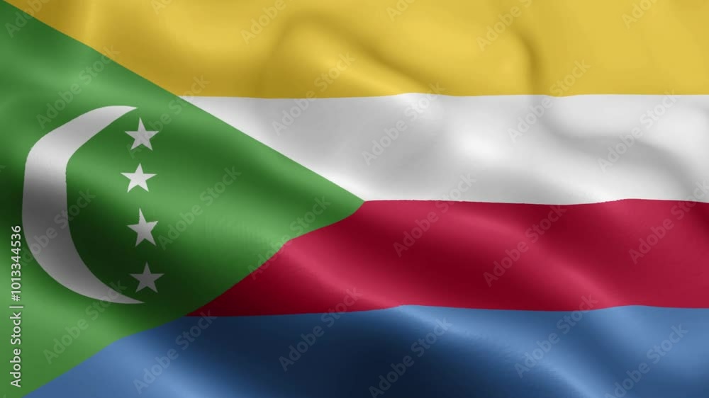 4k render Comoros Flag video waving in wind Comoros Flag Wave Loop waving in win 4k render Comoros Flag video waving in wind Comoros Flag Wave Loop waving in win