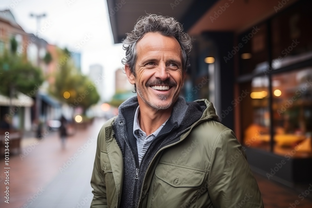 Portrait of a handsome mature man smiling at the camera in the city Portrait of a handsome mature man smiling at the camera in the city