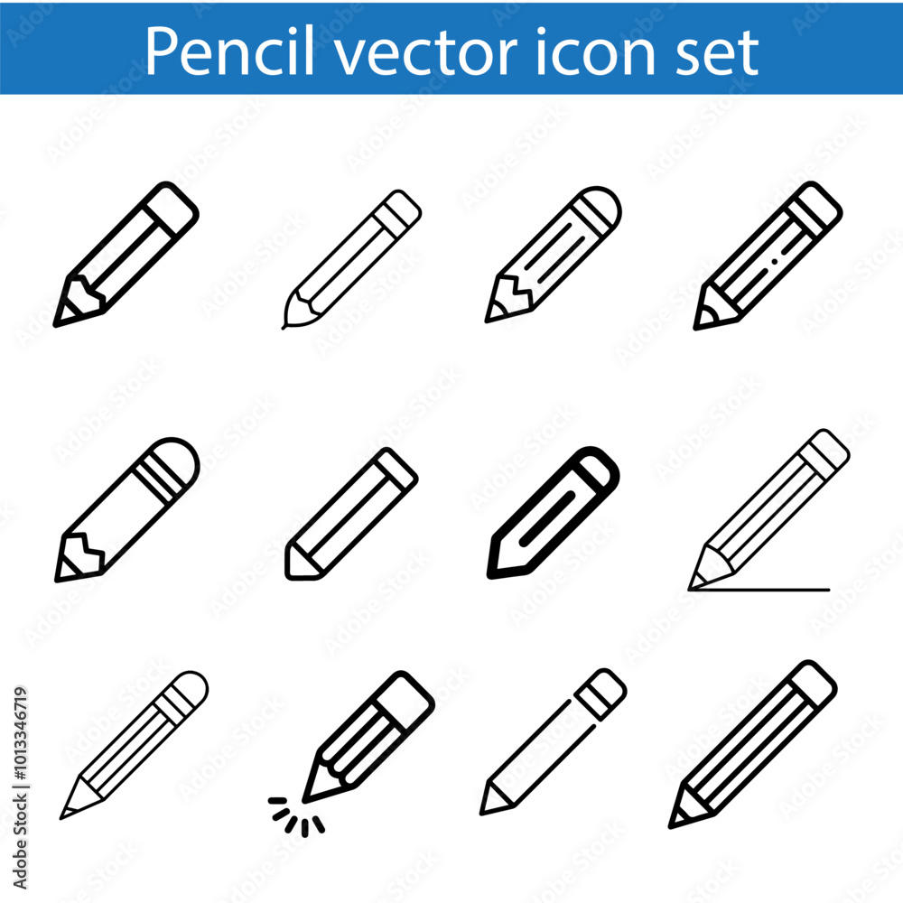 Pencil line icons. Vector illustration isolated on a white background. Premium quality symbols. Stroke vector icons for concept or web graphics. Simple thin line signs.
Pencil line icons. Vector illustration isolated on a white background. Premium quality symbols. Stroke vector icons for concept or web graphics. Simple thin line signs.
