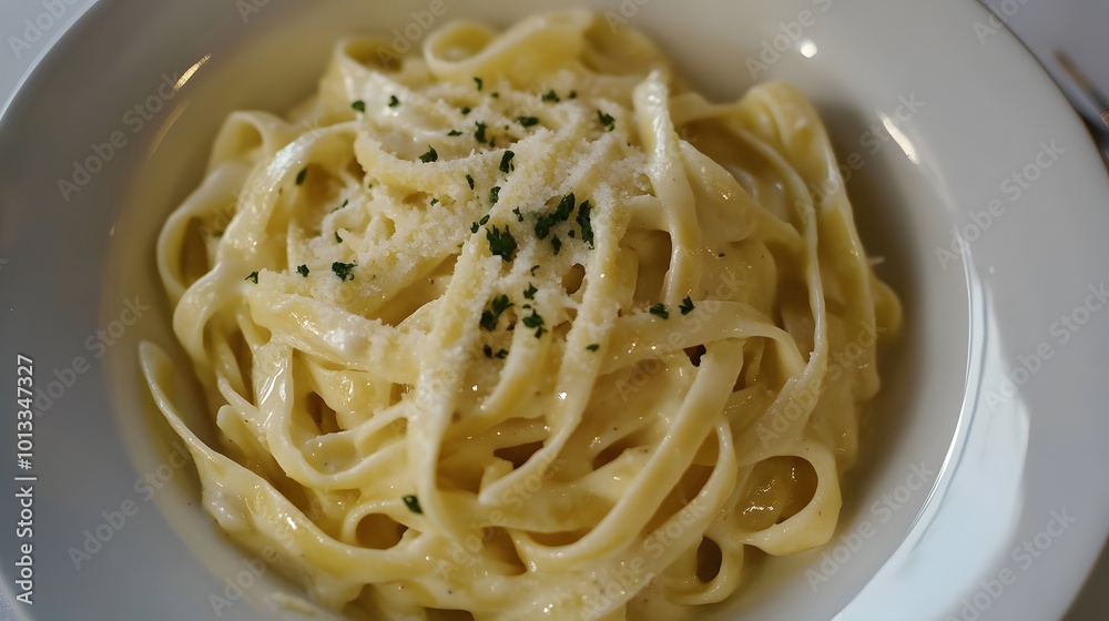 Delicious creamy pasta dish with parmesan cheese Delicious creamy pasta dish with parmesan cheese