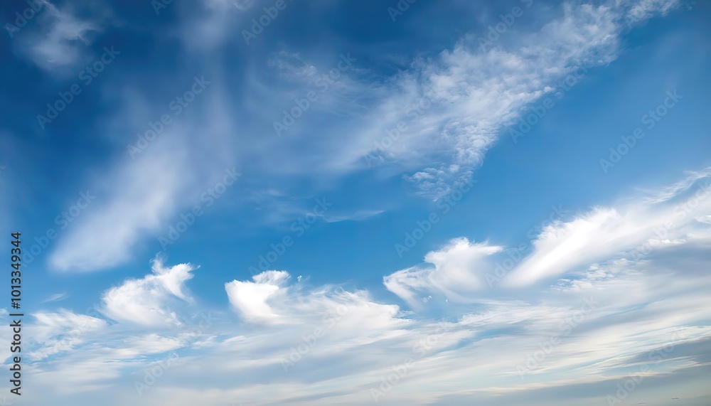 Stratus clouds are low level clouds characterized by horizontal layering with a uniform base, as opposed to convective or cumulonimbus clouds formed by rising thermals, blue sky background Stratus clouds are low level clouds characterized by horizontal layering with a uniform base, as opposed to convective or cumulonimbus clouds formed by rising thermals, blue sky background
