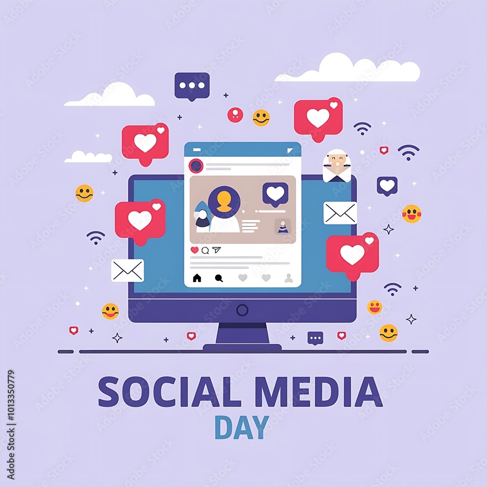 Vibrant Social Media Day Celebration Icons for Digital Platforms Vibrant Social Media Day Celebration Icons for Digital Platforms
