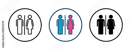 Toilet icon vector isolated on white background. Toilet sign. Man and woman restroom sign vector. Male and female icon