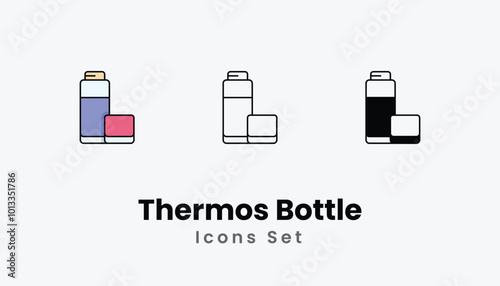 Thermos Bottle icons vector set stock illustration