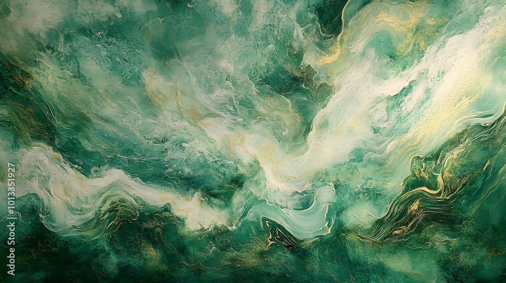 abstract fluid art painting in green and gold abstract fluid art painting in green and gold