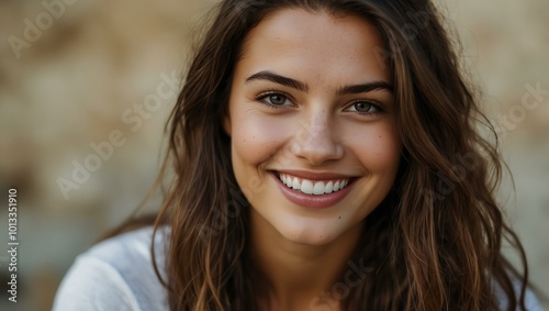 Naturally beautiful smiling woman.