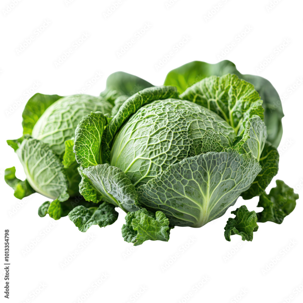 Fototapeta premium Two Fresh Green Cabbages Isolated On White Background
