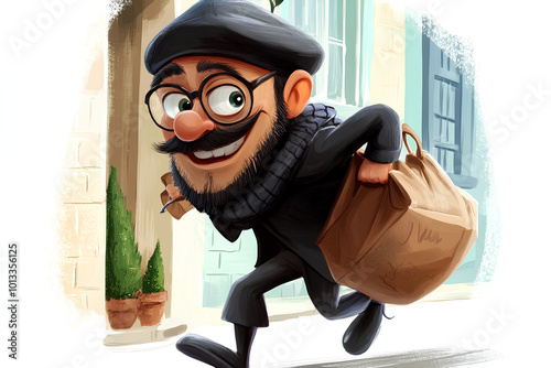 character cartoon Stealthy thief, illustration