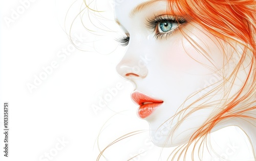 Beautiful face stock photo on white background