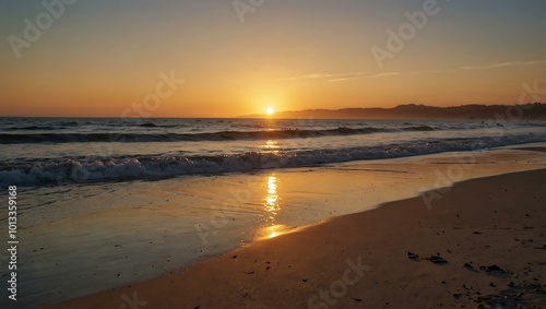 Wallpaper Mural Peaceful beach sunset at golden hour Torontodigital.ca