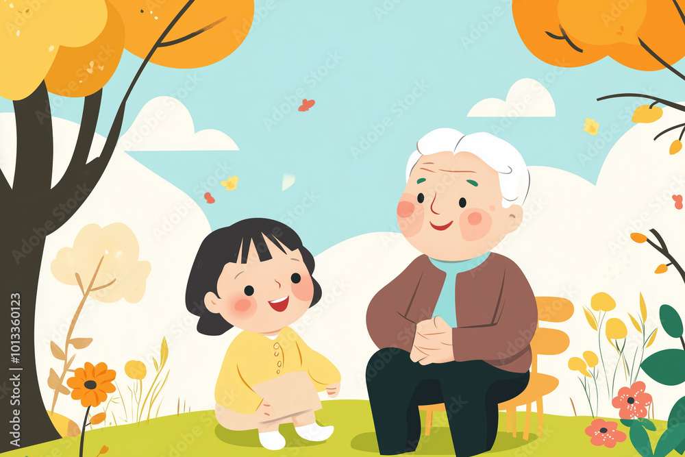 Elderly Retirement Concept Illustration with Senior Person Elderly Retirement Concept Illustration with Senior Person