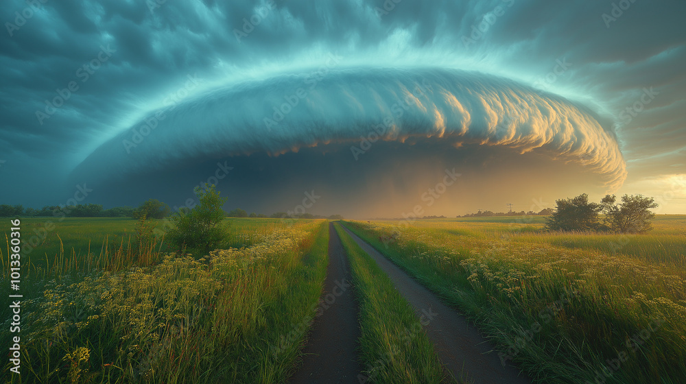 Obraz premium Dark ominous clouds in front of the hurricane. Awesome photo of the texture of storm clouds. Adverse weather conditions. Climate change. Wallpaper force of nature. Discover the beauty of earth.