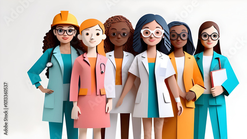 Girls' vision for the future. The International Day of the Girl child , 3d graphic illustration , copy space , isolated , banner 