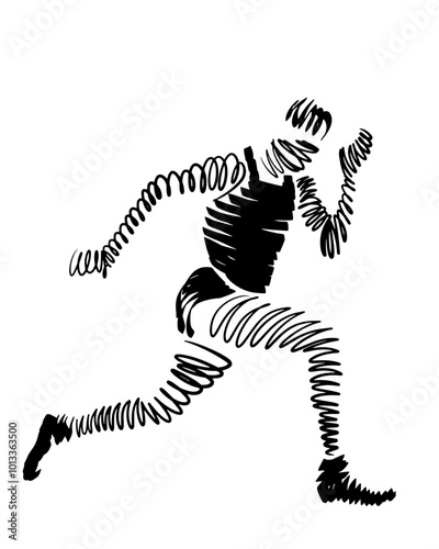 Runner runs and wins, vector abstract illustration 