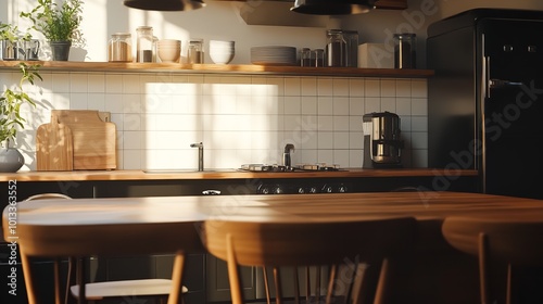 A Stylish Kitchen Interior is Depicted