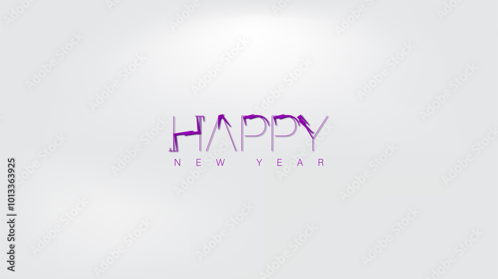 The phrase Happy New Year elegantly presented on a white background, representing hope and new opportunities The phrase Happy New Year elegantly presented on a white background, representing hope and new opportunities