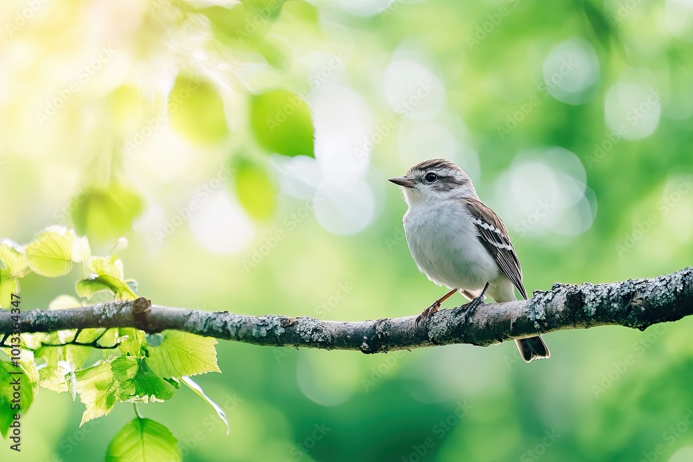 Song Thrush Perched on a Branch Surrounded by Vibrant Green Leaves During Spring Song Thrush Perched on a Branch Surrounded by Vibrant Green Leaves During Spring