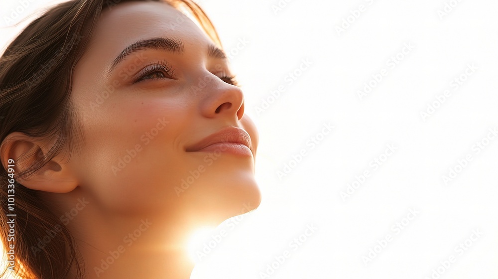 Serene Woman Enjoying a Peaceful Moment Outdoors Serene Woman Enjoying a Peaceful Moment Outdoors