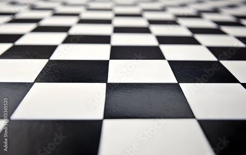 Checkered floor pattern with contrasting black and white tiles