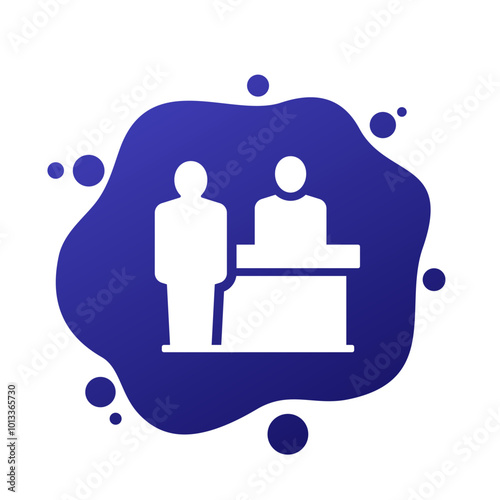 counter desk icon with people, vector