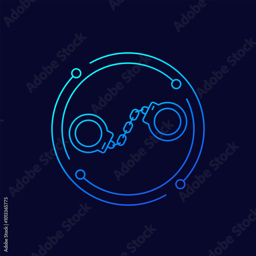 Handcuffs icon, linear vector design